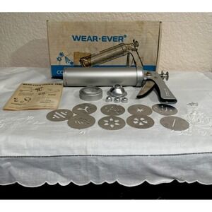 Vintage Wear-Ever Cookie Gun  With Thickness Control W Accessories Original Box
